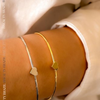 Detalhes do produto Bracelete Coração Liso, em ouro