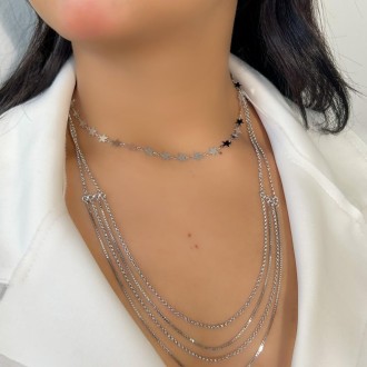 Detalhes do produto Choker Estrelas Lisas em Rodio