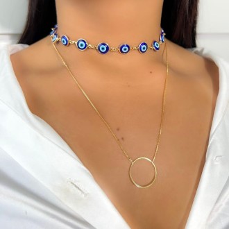 Detalhes do produto Choker Olho Grego Full em Ouro