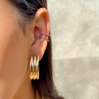 Detalhes do produto Piercing Cristais Rosas Cravejado, em Ouro