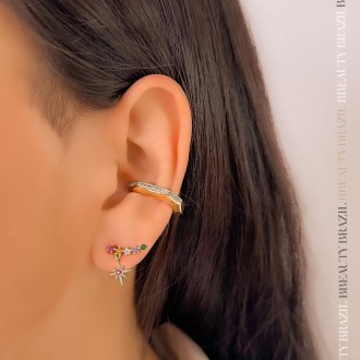 Detalhes do produto Piercing Ear Hook M Cravejado em Ouro