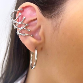 Detalhes do produto Piercing Ramificado com Zircônias em Rodio Branco