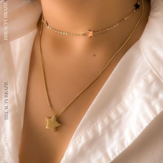 Detalhes do produto Choker com estrelas, em ouro