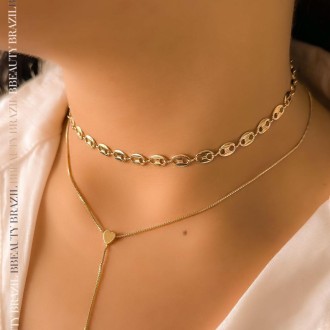 Detalhes do produto Choker Elo Lacre, em ouro.