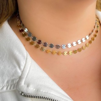 Detalhes do produto Choker Chapinhas Lisas, em Ouro