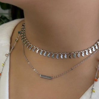 Detalhes do produto Choker Mini Luas Lisas, em Ródio Branco